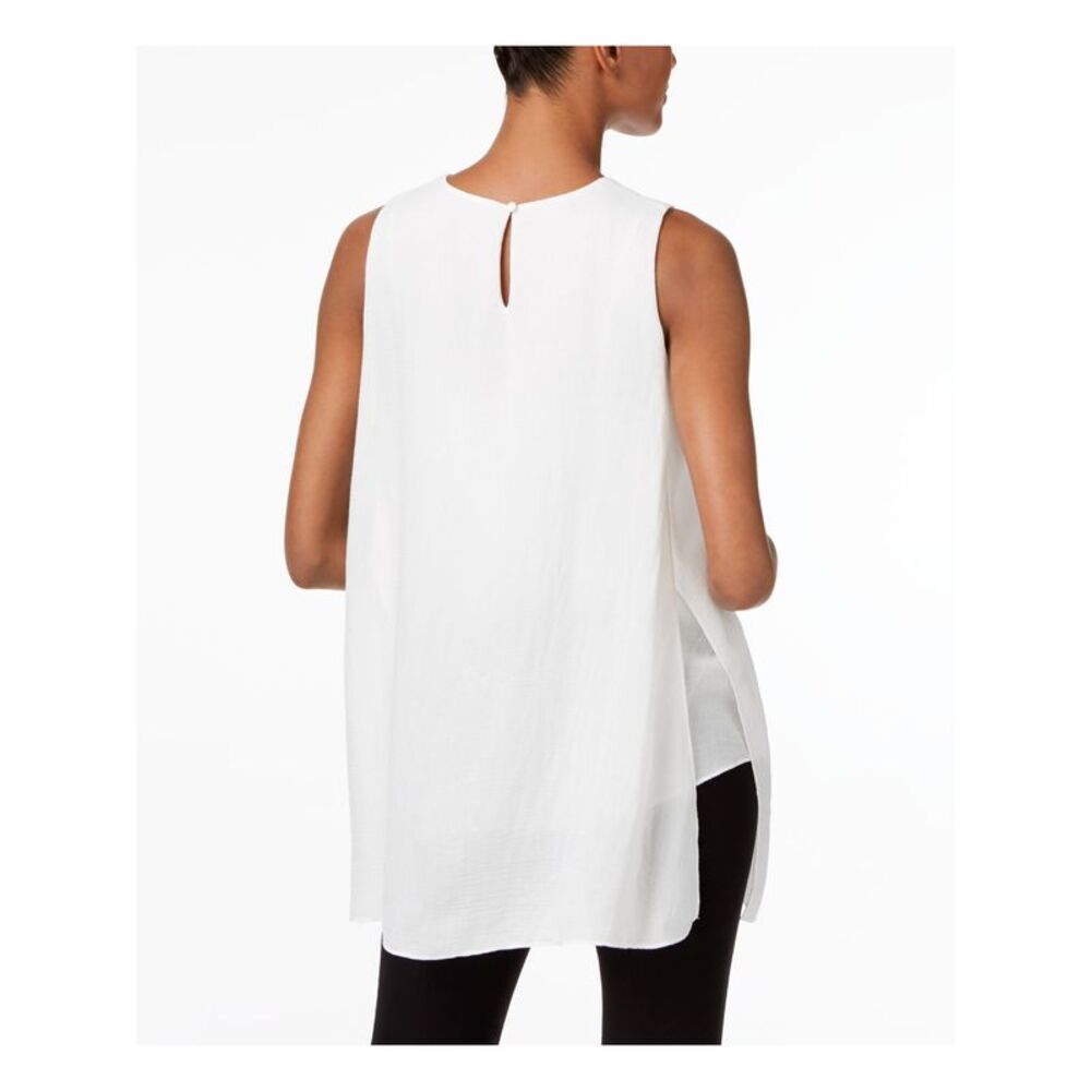 ALFANI Womens Ivory Sleeveless Jewel Neck Top Size: 10 - Picture 2 of 4